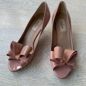 Valentino Pink Patent Leather Heels with Bow